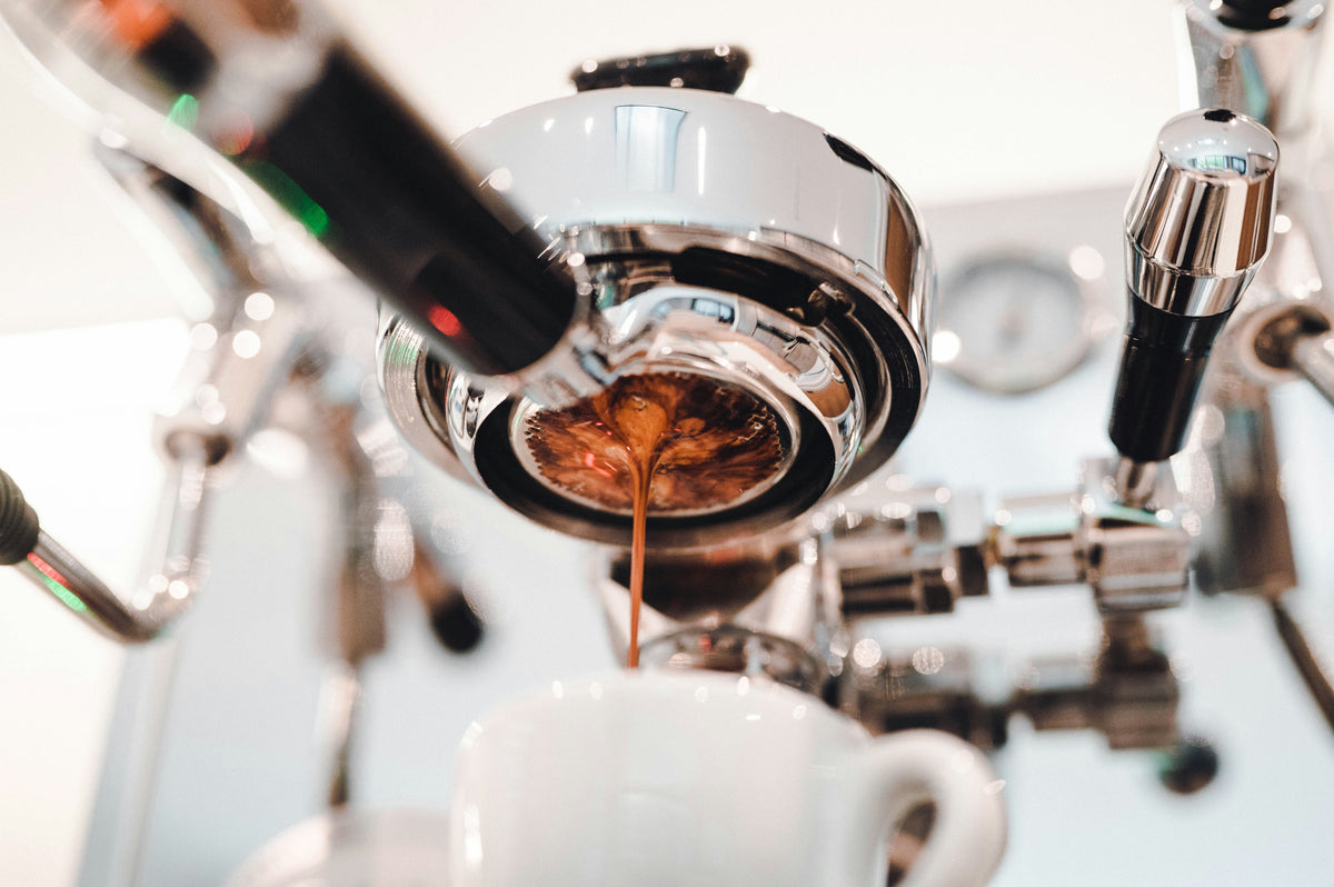 Espresso extraction close-up