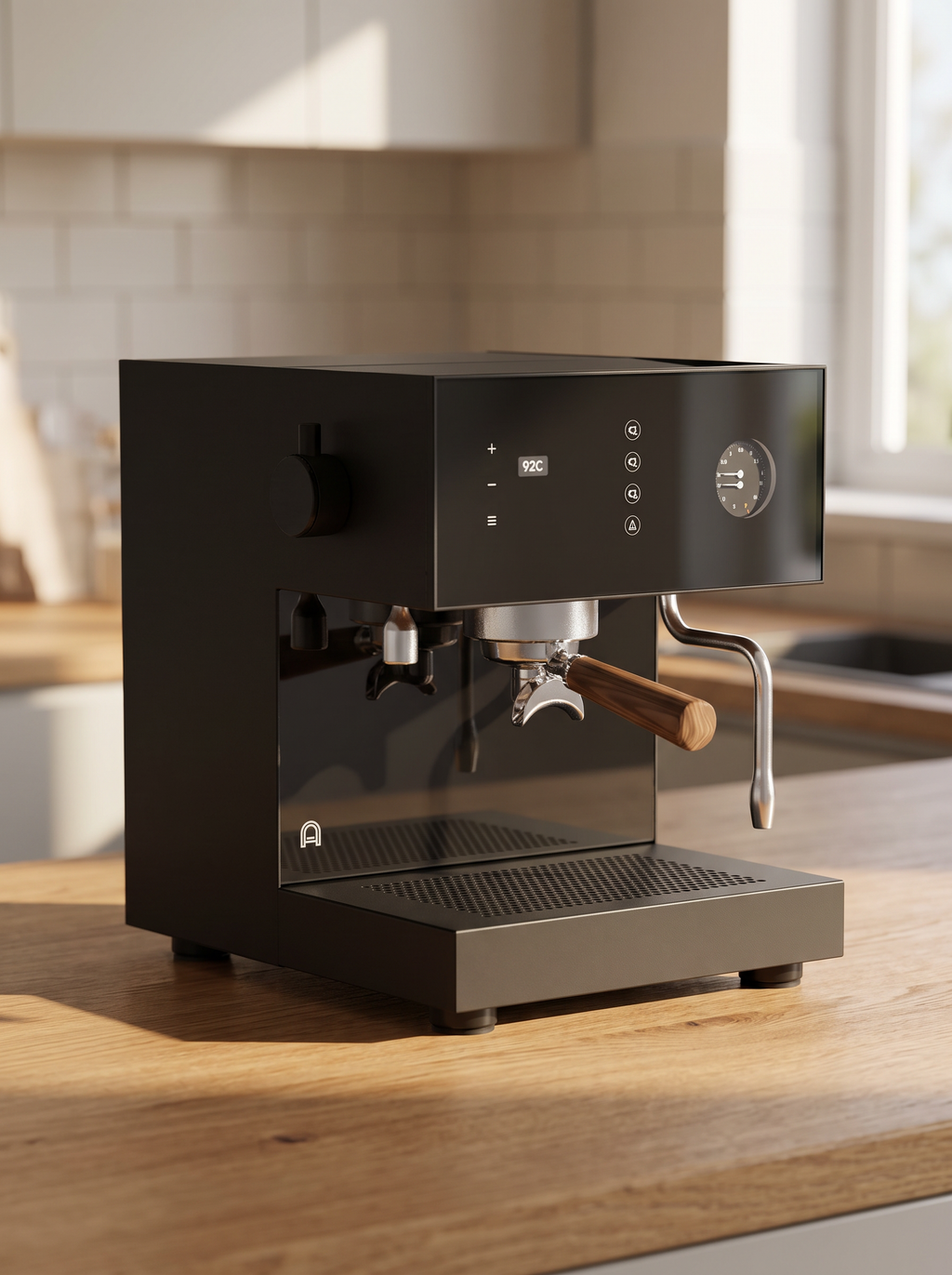 Arkel Coast Coffee Machine on a wooden kitchen worktop