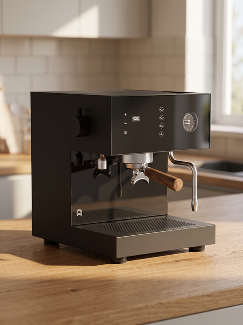 Arkel Coast Coffee Machine on a wooden kitchen worktop