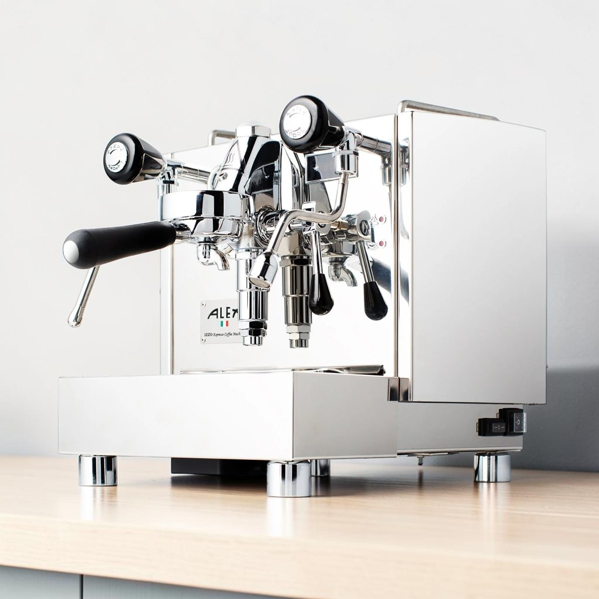 My Store Izzo Alex Duetto IV Plus dual-boiler espresso machine with polished chrome finish and E61 group head